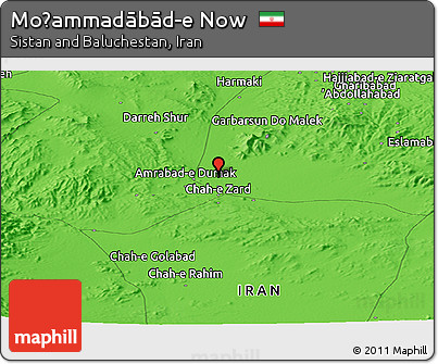 Political Panoramic Map of Moḩammadābād-e Now