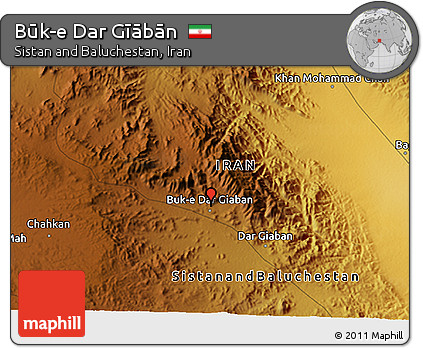 Physical 3D Map of Būk-e Dar Gīābān