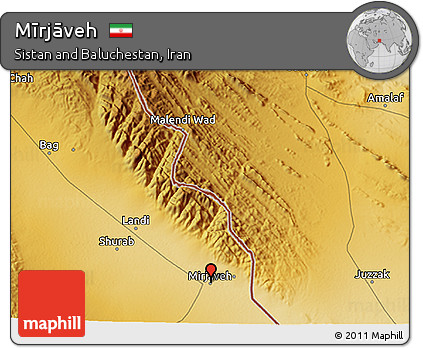 Physical 3D Map of Mīrjāveh