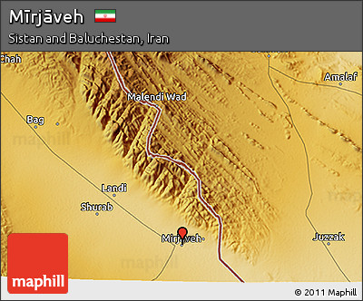 Physical 3D Map of Mīrjāveh