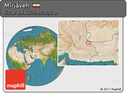 Satellite Location Map of Mīrjāveh