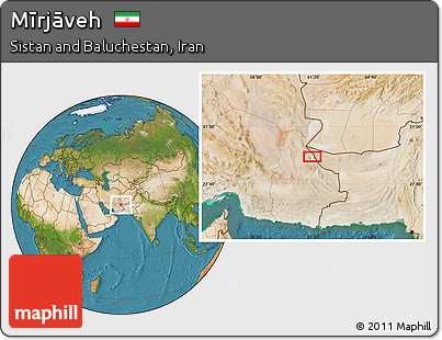 Satellite Location Map of Mīrjāveh