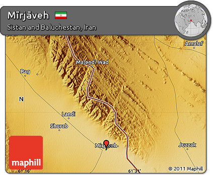 Physical Map of Mīrjāveh