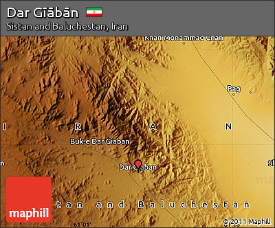 Physical Map of Dar Gīābān