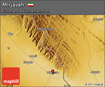 Physical Map of Mīrjāveh