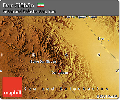 Physical Map of Dar Gīābān
