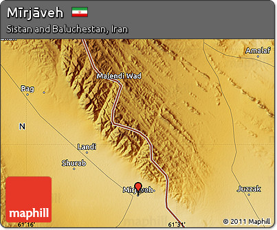 Physical Map of Mīrjāveh