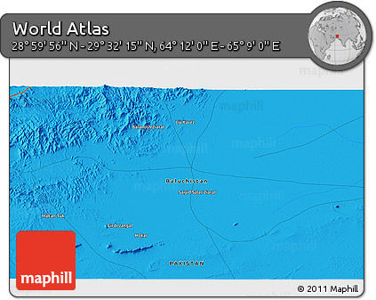 Political 3D Map of the Area around 29° 16' 6" N, 64° 40' 30" E