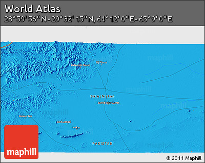 Political 3D Map of the Area around 29° 16' 6" N, 64° 40' 30" E