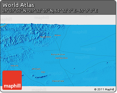 Political 3D Map of the Area around 29° 16' 6" N, 64° 40' 30" E
