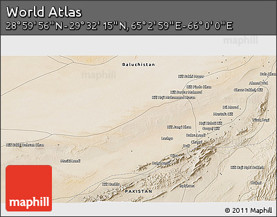 Satellite 3D Map of the Area around 29° 16' 6" N, 65° 31' 30" E