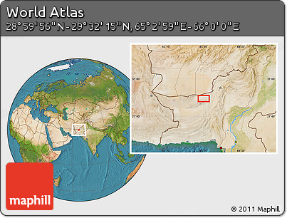 Satellite Location Map of the Area around 29° 16' 6" N, 65° 31' 30" E