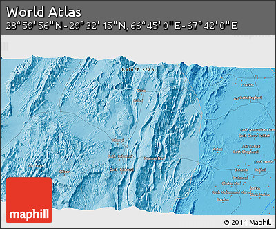 Political 3D Map of the Area around 29° 16' 6" N, 67° 13' 29" E