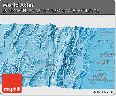 Political 3D Map of the Area around 29° 16' 6" N, 67° 13' 29" E