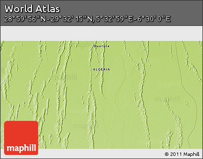Physical 3D Map of the Area around 29° 16' 6" N, 6° 1' 30" E
