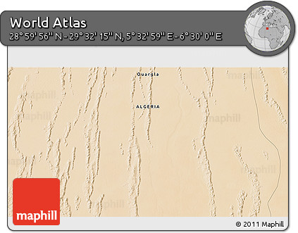 Satellite 3D Map of the Area around 29° 16' 6" N, 6° 1' 30" E