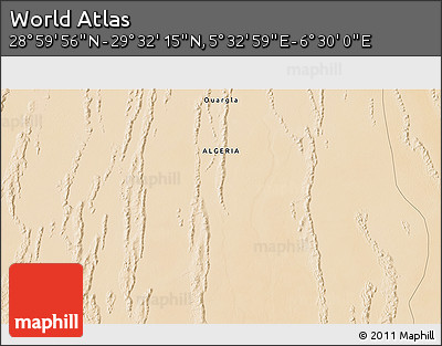 Satellite 3D Map of the Area around 29° 16' 6" N, 6° 1' 30" E