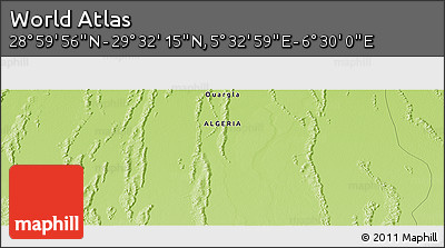 Physical Panoramic Map of the Area around 29° 16' 6" N, 6° 1' 30" E