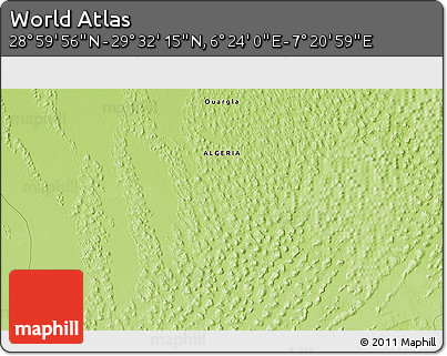 Physical 3D Map of the Area around 29° 16' 6" N, 6° 52' 30" E