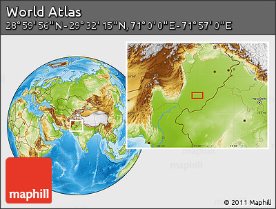 Physical Location Map of the Area around 29° 16' 6" N, 71° 28' 29" E