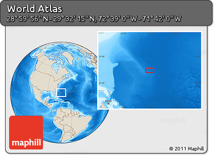 Shaded Relief Location Map of the Area around 29° 16' 6" N, 72° 10' 30" W