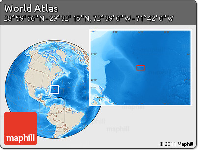 Shaded Relief Location Map of the Area around 29° 16' 6" N, 72° 10' 30" W