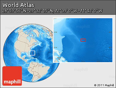 Shaded Relief Location Map of the Area around 29° 16' 6" N, 72° 10' 30" W
