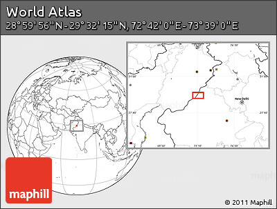 Blank Location Map of the Area around 29° 16' 6" N, 73° 10' 30" E