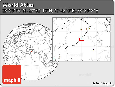 Blank Location Map of the Area around 29° 16' 6" N, 73° 10' 30" E