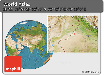 Satellite Location Map of the Area around 29° 16' 6" N, 73° 10' 30" E