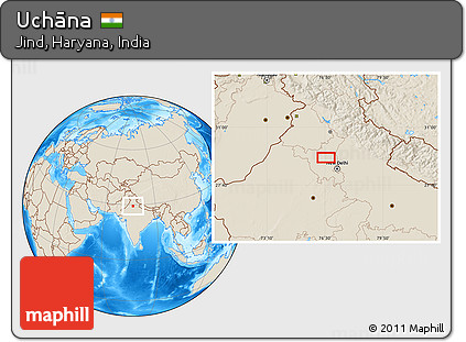 Shaded Relief Location Map of Uchāna