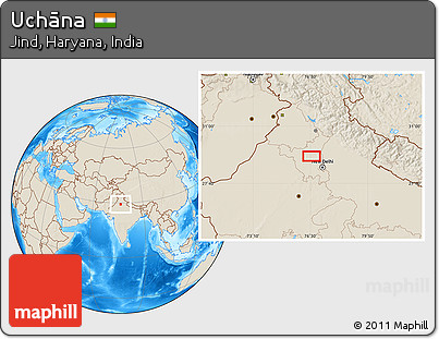 Shaded Relief Location Map of Uchāna