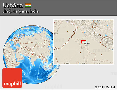 Shaded Relief Location Map of Uchāna
