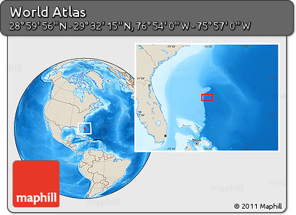Shaded Relief Location Map of the Area around 29° 16' 6" N, 76° 25' 30" W