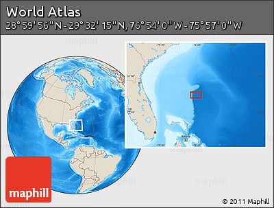 Shaded Relief Location Map of the Area around 29° 16' 6" N, 76° 25' 30" W