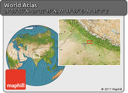 Satellite Location Map of the Area around 29° 16' 6" N, 78° 16' 30" E