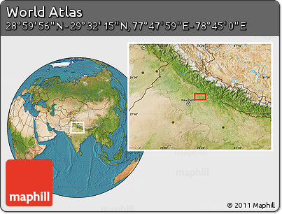Satellite Location Map of the Area around 29° 16' 6" N, 78° 16' 30" E