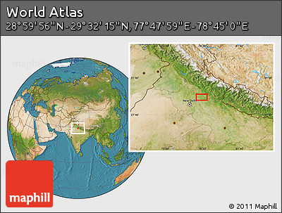 Satellite Location Map of the Area around 29° 16' 6" N, 78° 16' 30" E