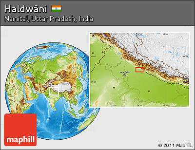 Physical Location Map of Haldwāni