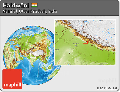 Physical Location Map of Haldwāni