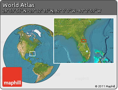 Satellite Location Map of the Area around 29° 16' 6" N, 81° 31' 30" W