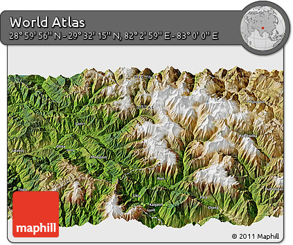 Satellite 3D Map of the Area around 29° 16' 6" N, 82° 31' 30" E