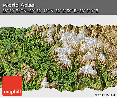 Satellite 3D Map of the Area around 29° 16' 6" N, 82° 31' 30" E