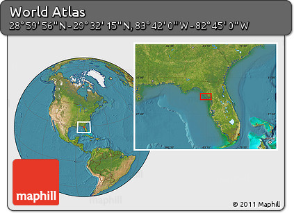 Satellite Location Map of the Area around 29° 16' 6" N, 83° 13' 29" W