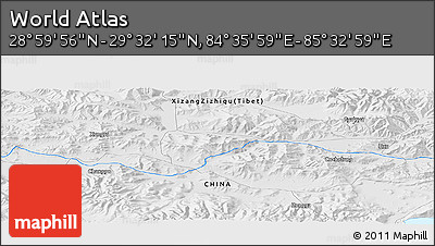 Physical Panoramic Map of the Area around 29° 16' 6" N, 85° 4' 29" E