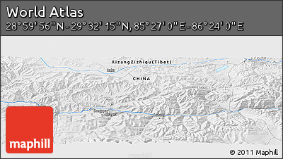 Physical Panoramic Map of the Area around 29° 16' 6" N, 85° 55' 30" E