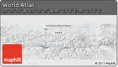 Physical Panoramic Map of the Area around 29° 16' 6" N, 85° 55' 30" E