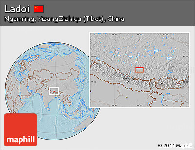 Gray Location Map of Ladoi, hill shading