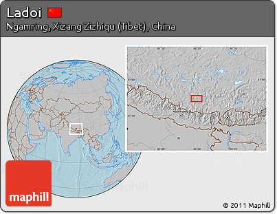 Gray Location Map of Ladoi, hill shading
