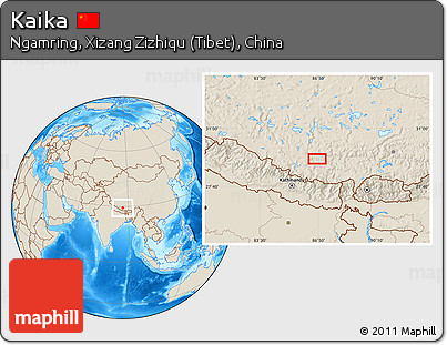 Shaded Relief Location Map of Kaika